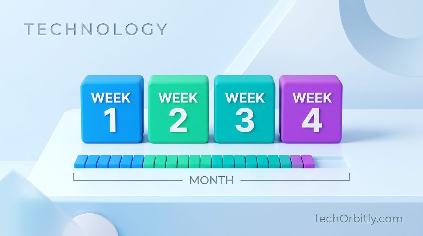 Illustration of a calendar with a span of weeks marked out