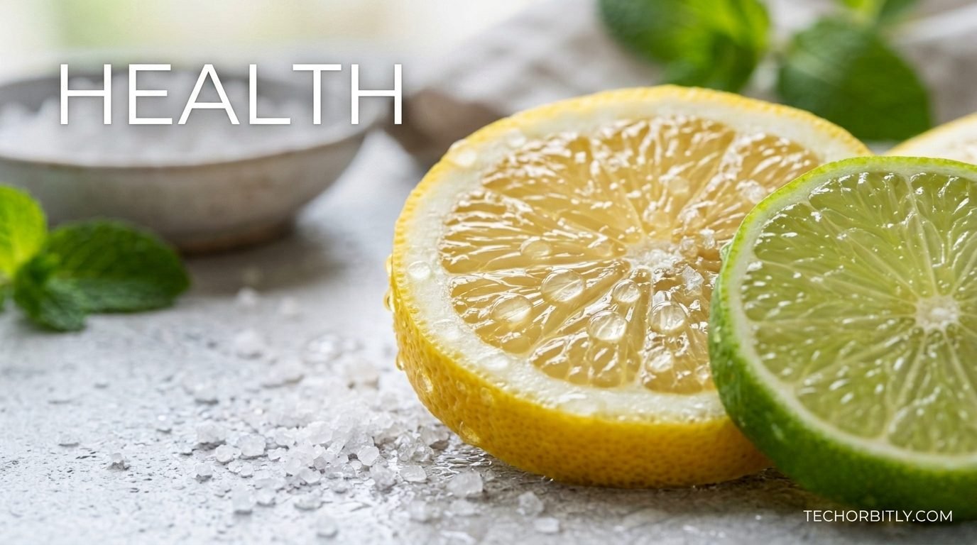 Illustration of a glass of water with salt and citrus